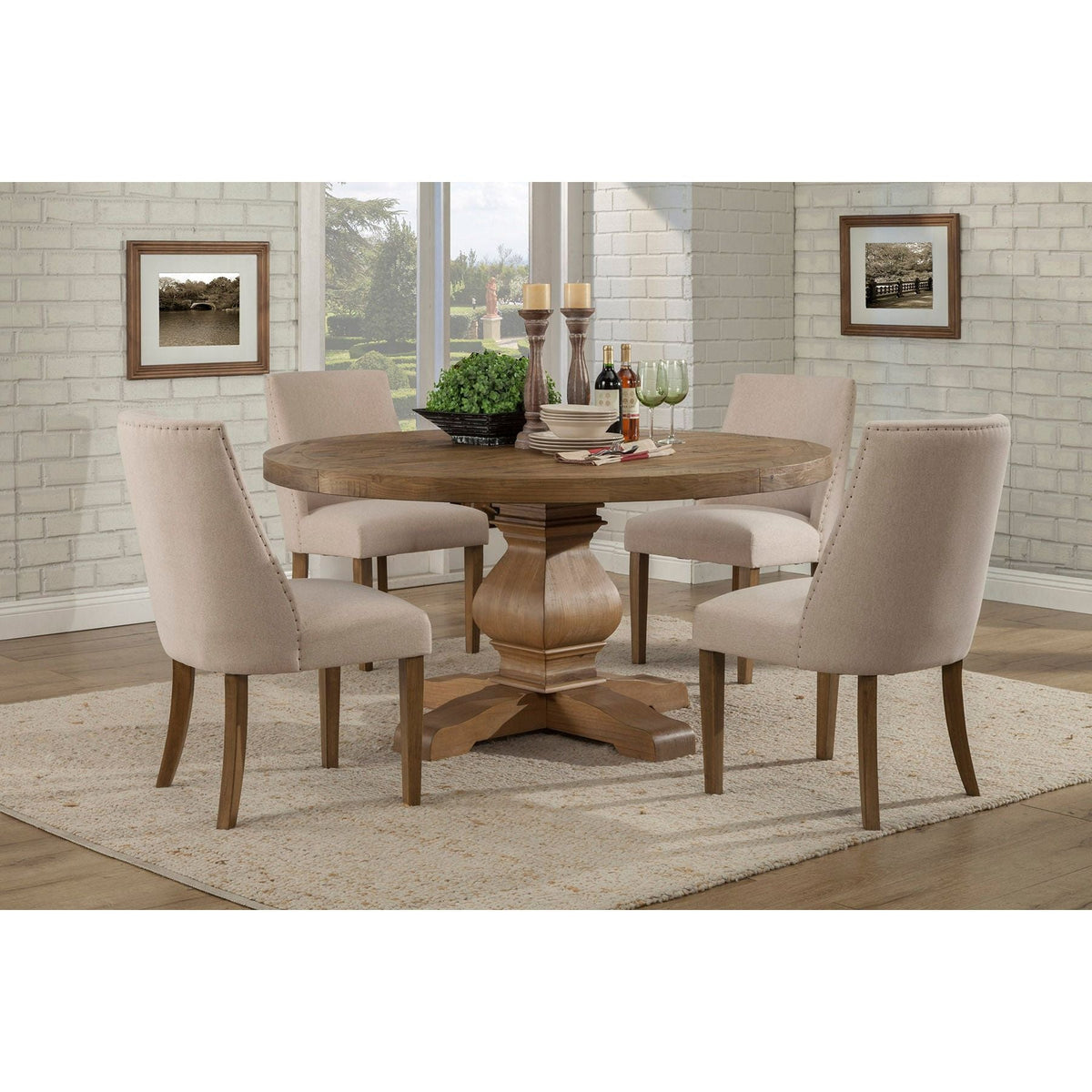 Kensington Set of 2 Upholstered Parson Chairs, Reclaimed Natural