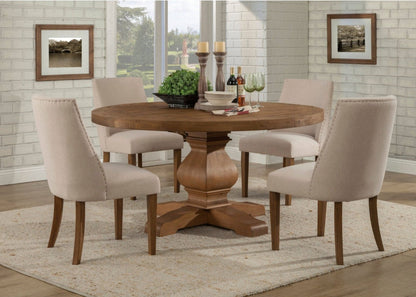 Kensington Round Solid Pine Dining Table, Reclaimed Natural