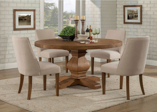 Kensington Round Solid Pine Dining Table, Reclaimed Natural