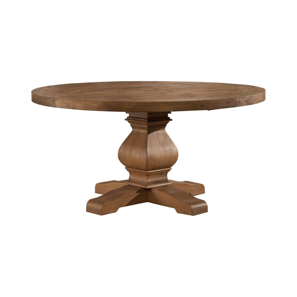 Kensington Round Solid Pine Dining Table, Reclaimed Natural