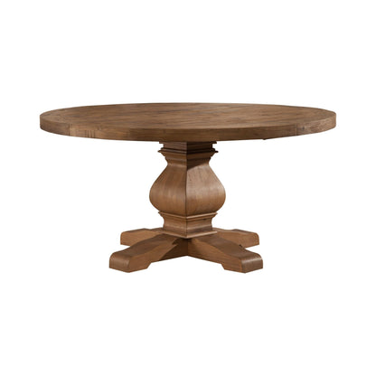 Kensington Round Solid Pine Dining Table, Reclaimed Natural