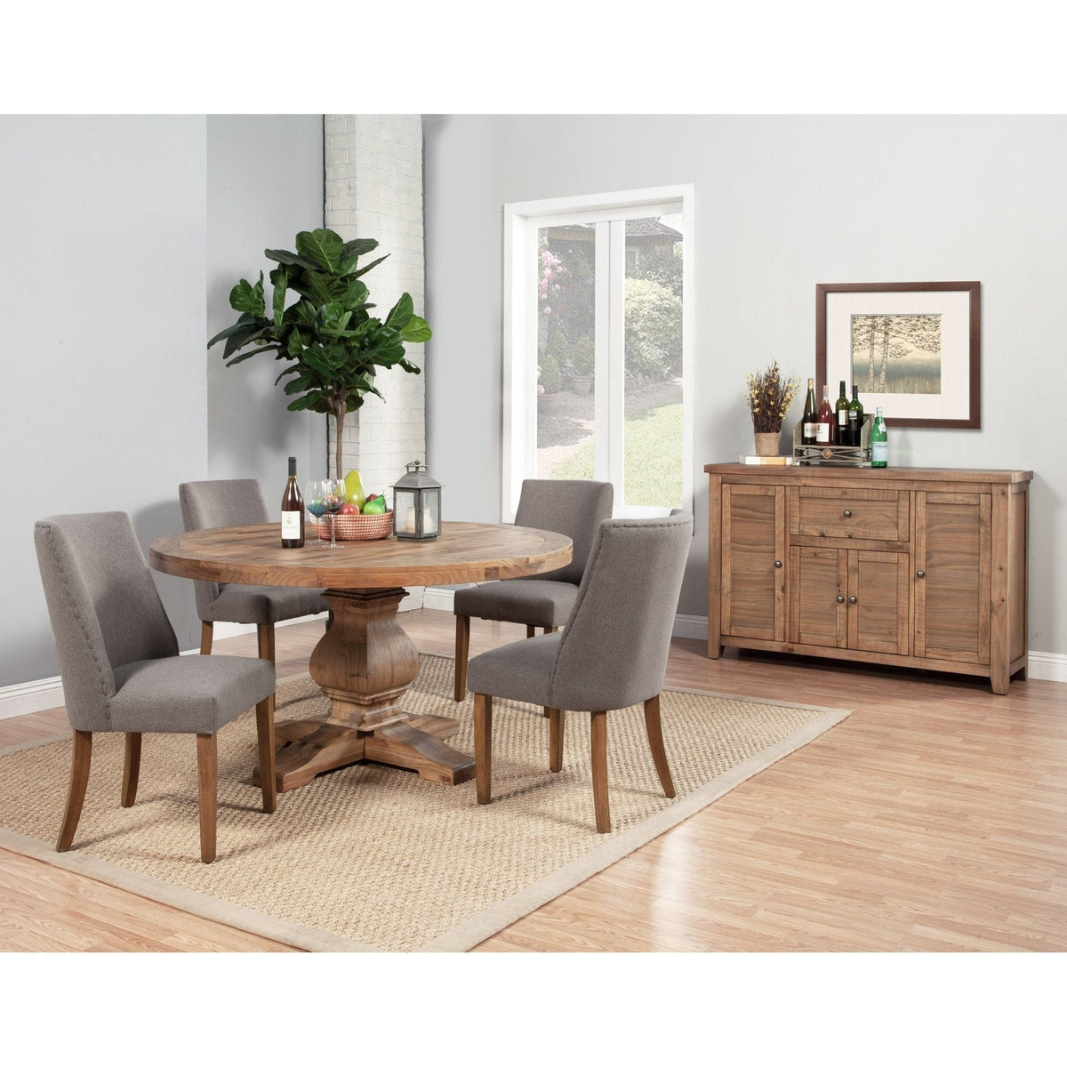 Kensington Round Solid Pine Dining Table, Reclaimed Natural