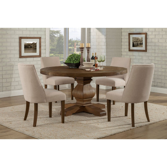 Kensington Round Solid Pine Dining Table, Walnut