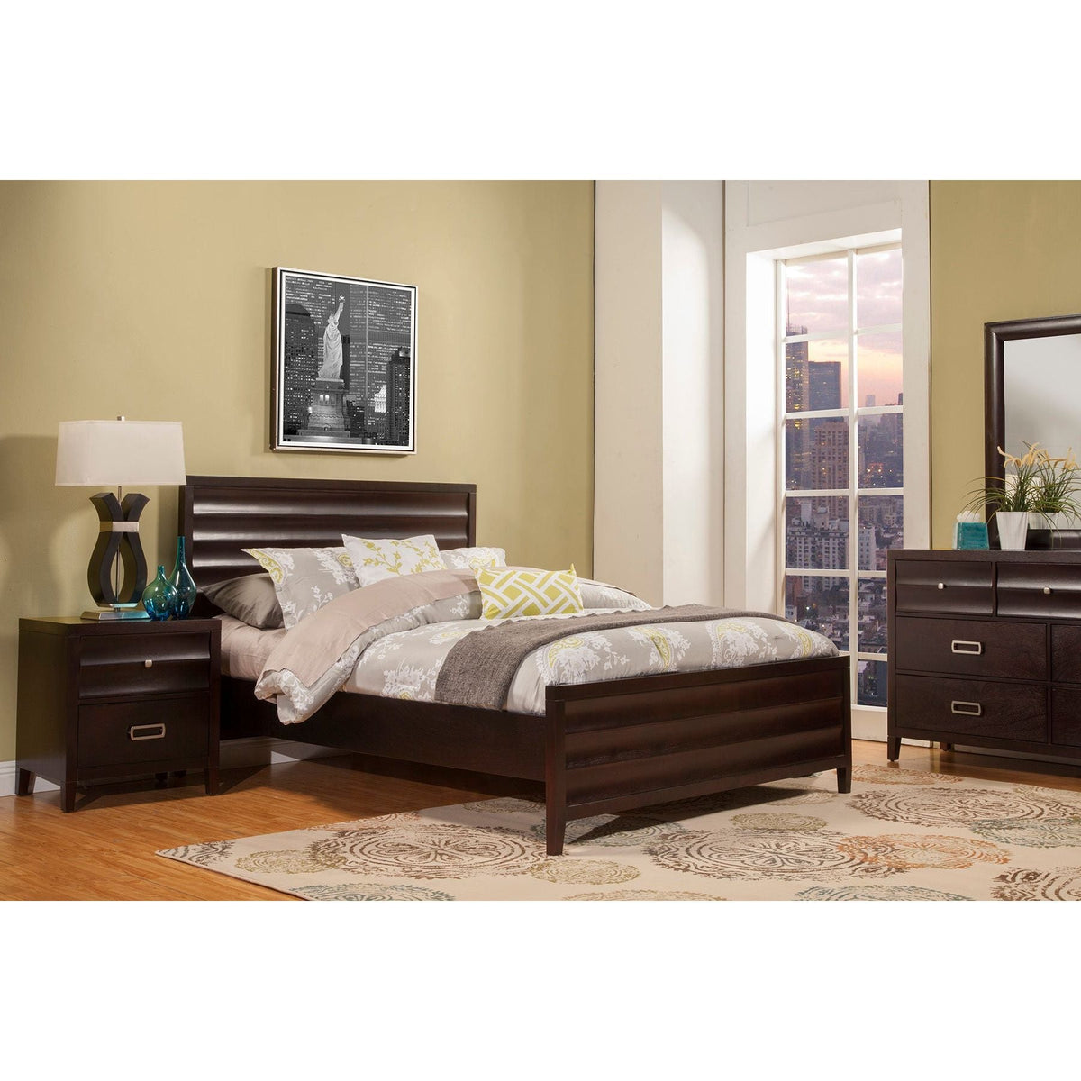 Legacy Queen Panel Bed, Black Cherry