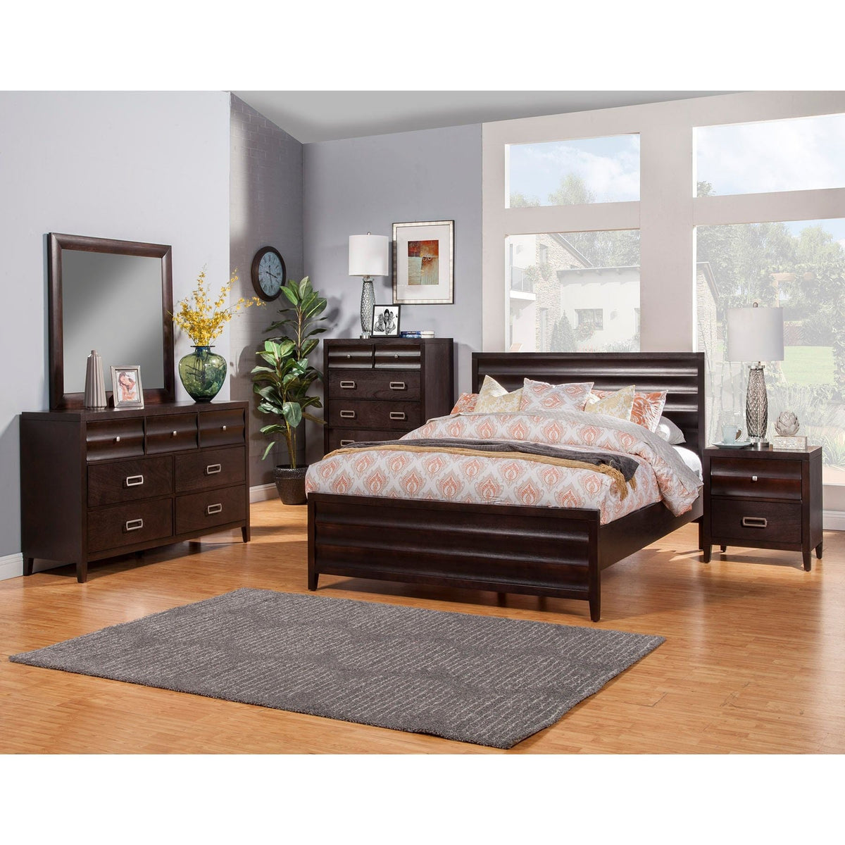 Legacy Queen Panel Bed, Black Cherry