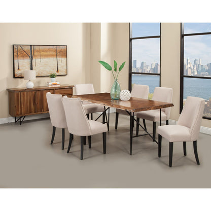 Live Edge Solid Wood Dining Table, Light Walnut