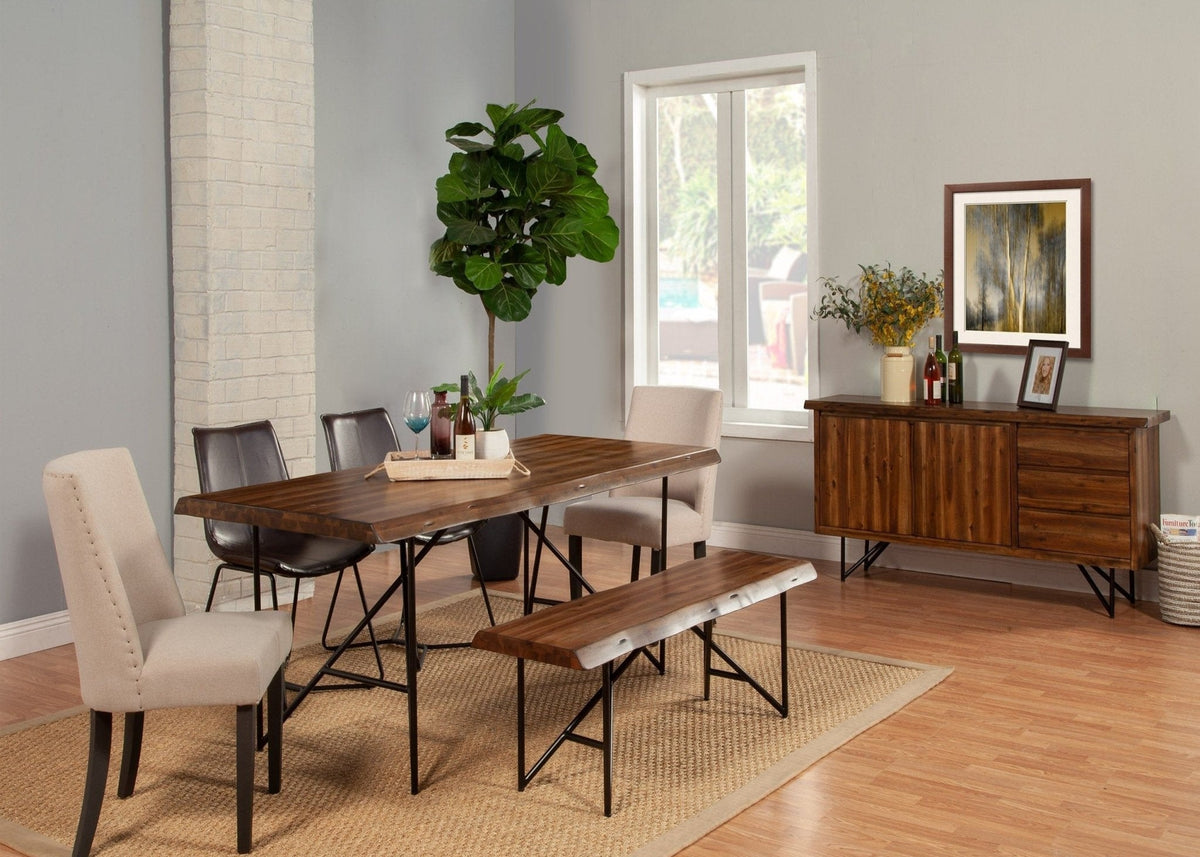 Live Edge Solid Wood Dining Table, Light Walnut