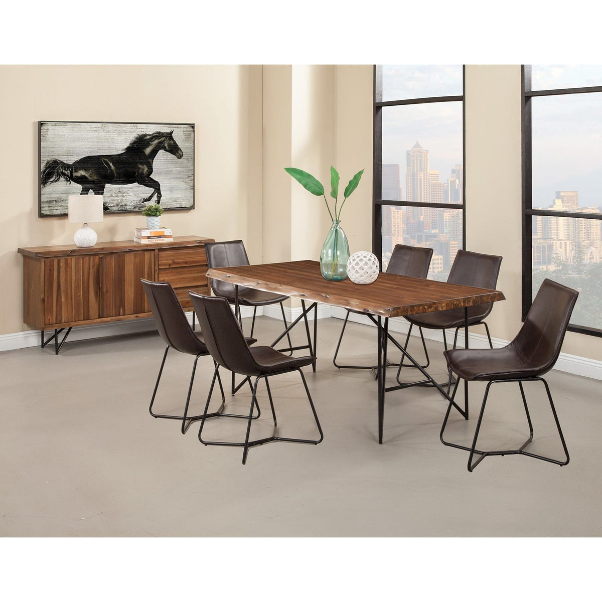 Live Edge Solid Wood Dining Table, Light Walnut