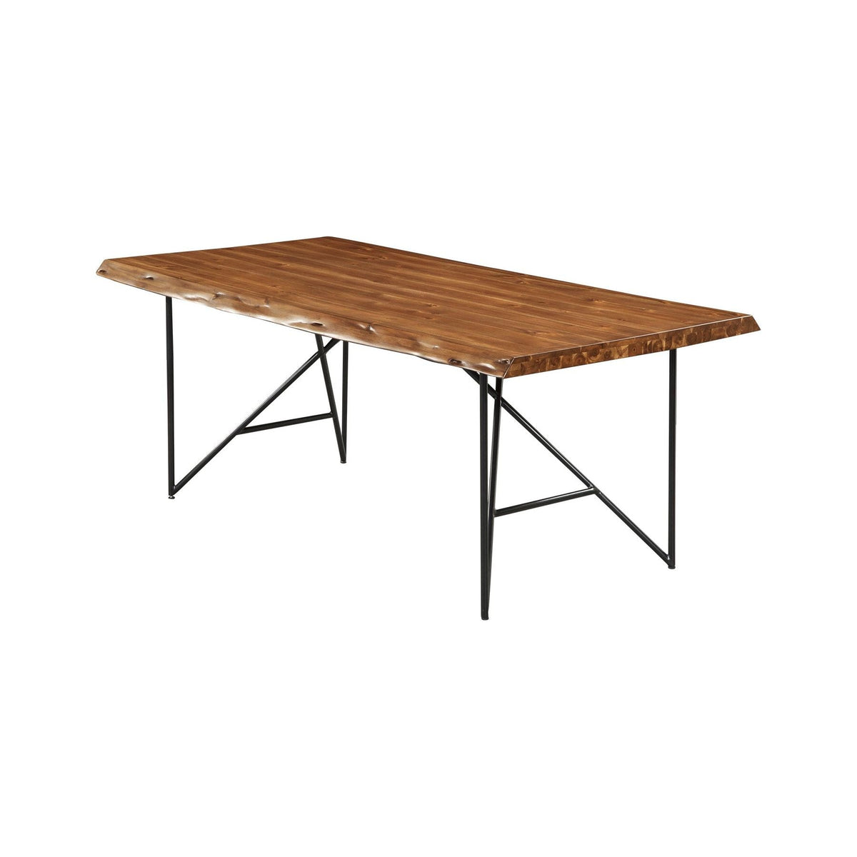 Live Edge Solid Wood Dining Table, Light Walnut