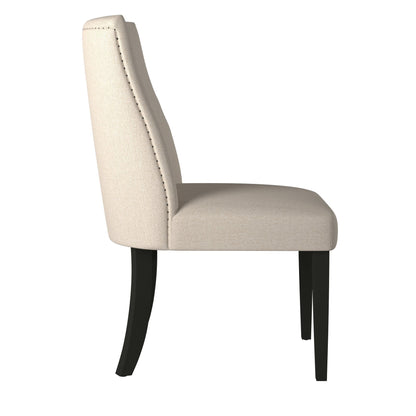 Live Edge Set of 2 Upholstered Parson Chairs, Cream/Black