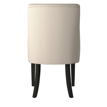 Live Edge Set of 2 Upholstered Parson Chairs, Cream/Black