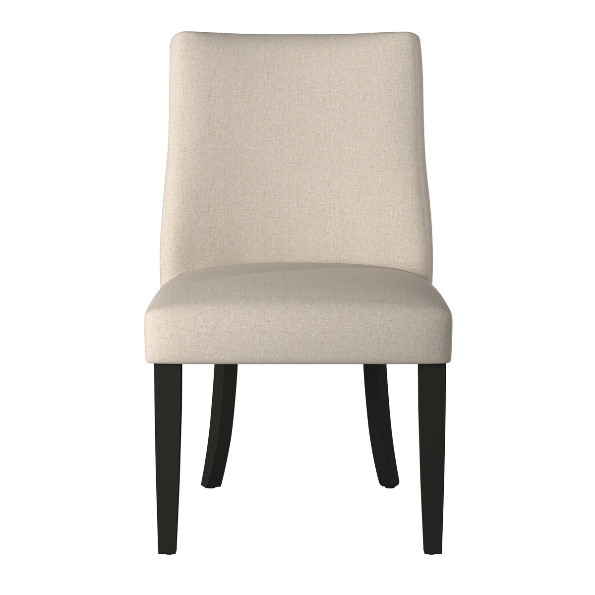 Live Edge Set of 2 Upholstered Parson Chairs, Cream/Black