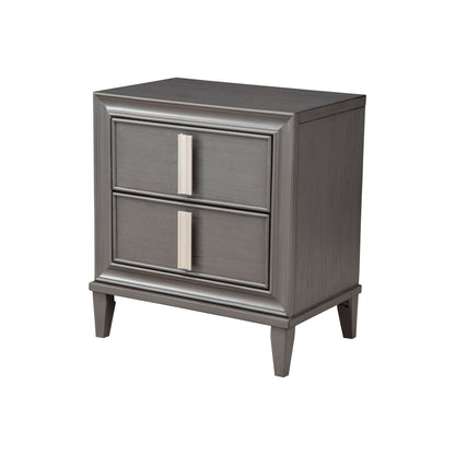 Lorraine 2 Drawer Nightstand, Dark Grey