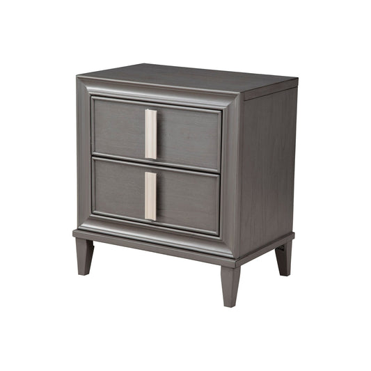 Lorraine 2 Drawer Nightstand, Dark Grey