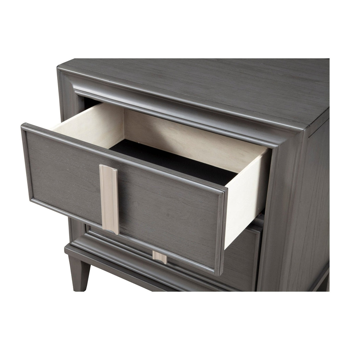 Lorraine 2 Drawer Nightstand, Dark Grey