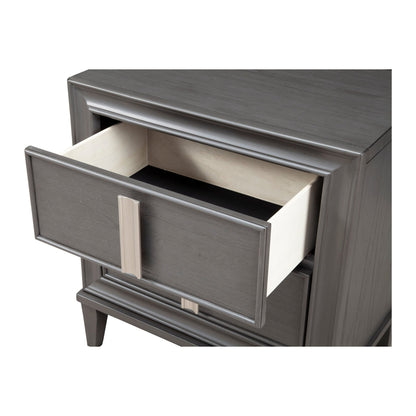 Lorraine 2 Drawer Nightstand, Dark Grey