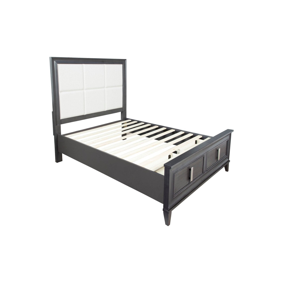 Lorraine California King Storage Footboard Platform Bed, Dark Grey