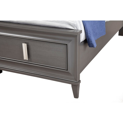 Lorraine California King Storage Footboard Platform Bed, Dark Grey