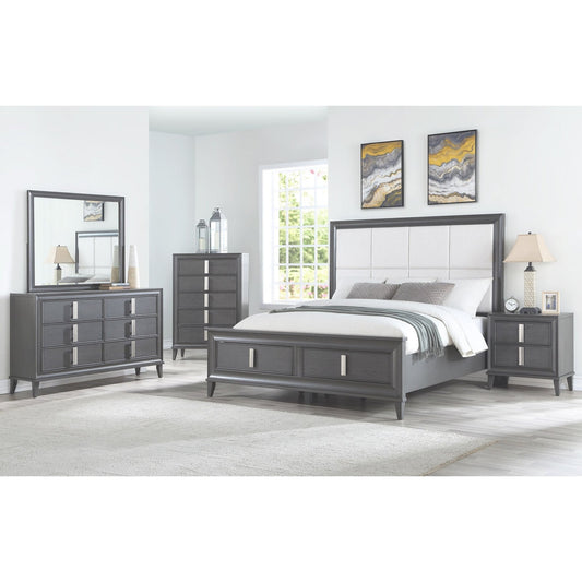Lorraine Queen Storage Footboard Platform Bed, Dark Grey