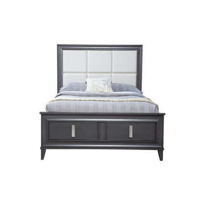 Lorraine Queen Storage Footboard Platform Bed, Dark Grey