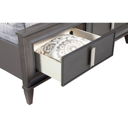 Lorraine Standard King Storage Footboard Platform Bed, Dark Grey