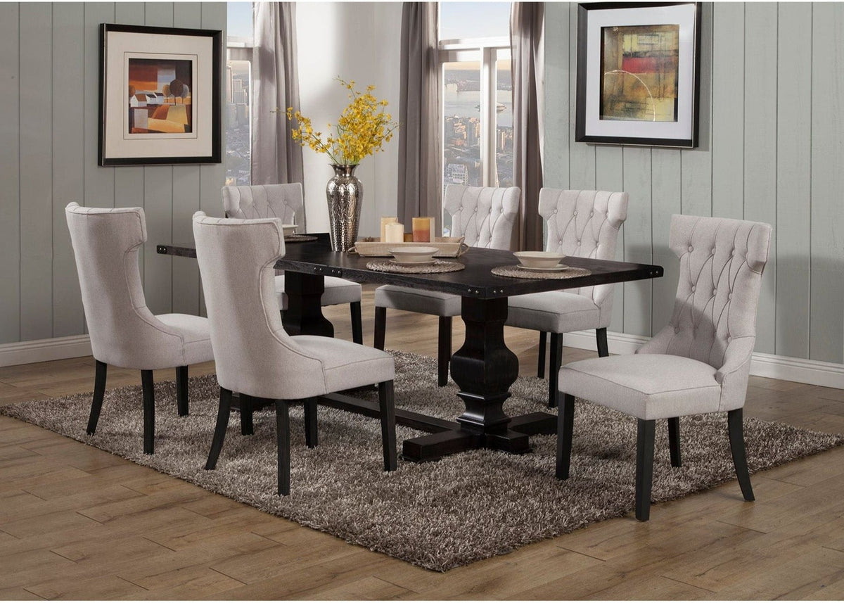 Manchester Set of 2 Upholstered Side Chairs, Light Grey/Black