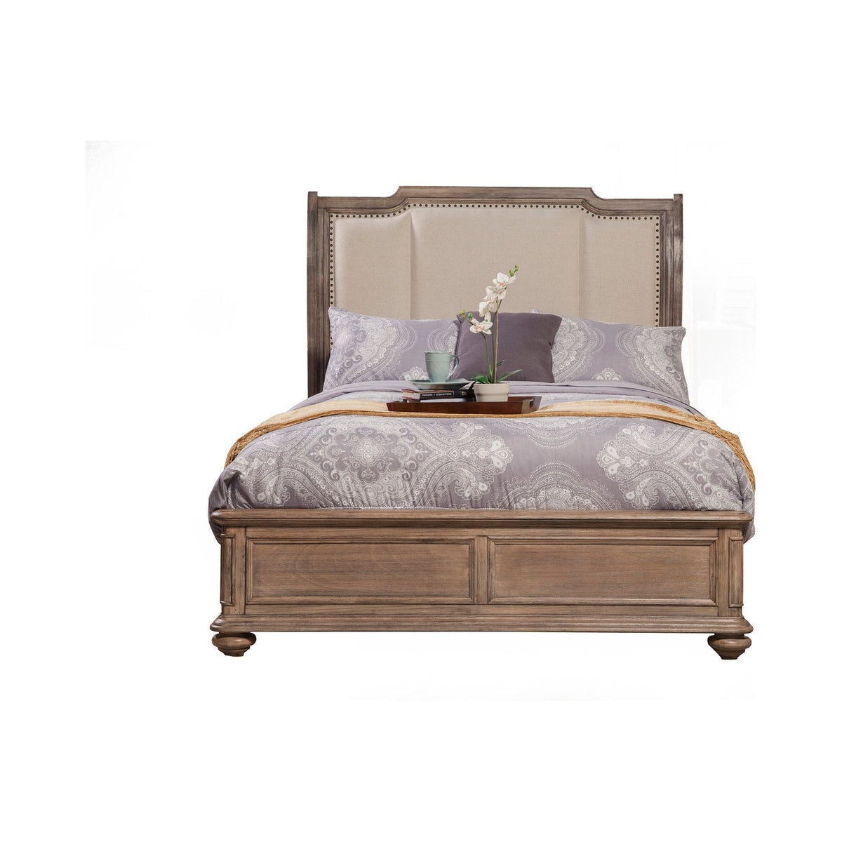 Melbourne Queen Sleigh Bed w/Upholstered Headboard, French Truffle