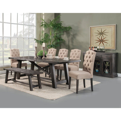 Newberry Set of 2 Button Tufted Parson Chairs, Salvaged Grey