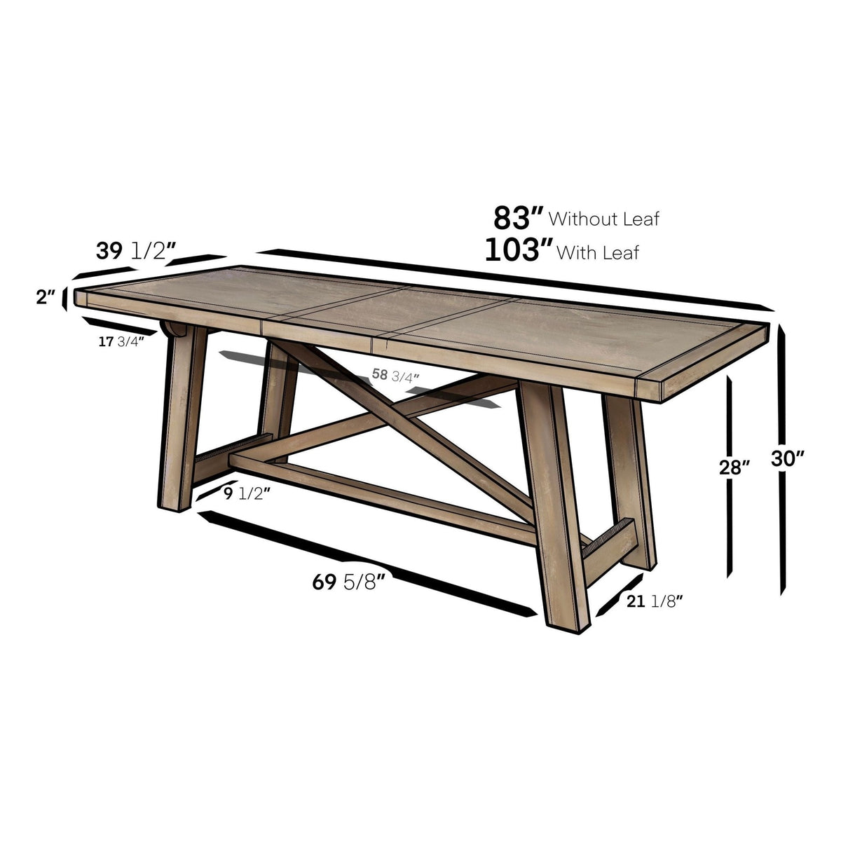 Newberry Extension Dining Table, Weathered Natural