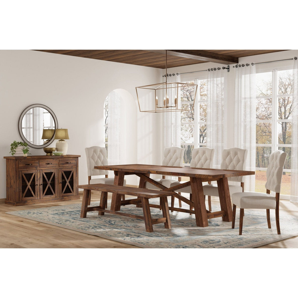 Newberry Set of 2 Side Chairs, Medium Brown