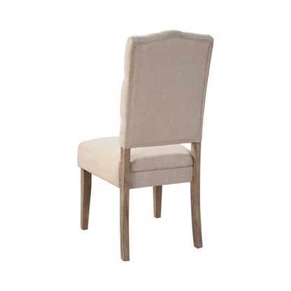 Newberry Set of 2 Button Tufted Parson Chairs, Weathered Natural