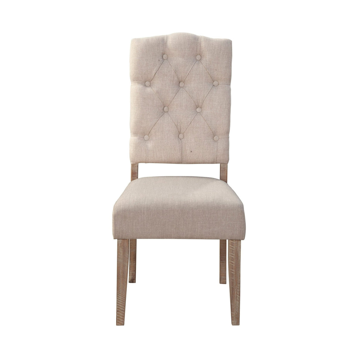 Newberry Set of 2 Button Tufted Parson Chairs, Weathered Natural