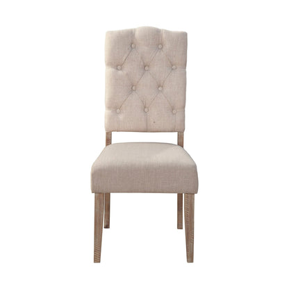 Newberry Set of 2 Button Tufted Parson Chairs, Weathered Natural