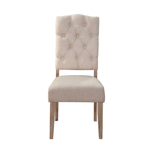 Newberry Set of 2 Button Tufted Parson Chairs, Weathered Natural