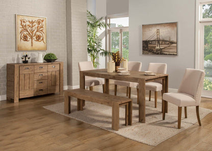 Seashore Fixed Top Dining Table, Antique Natural