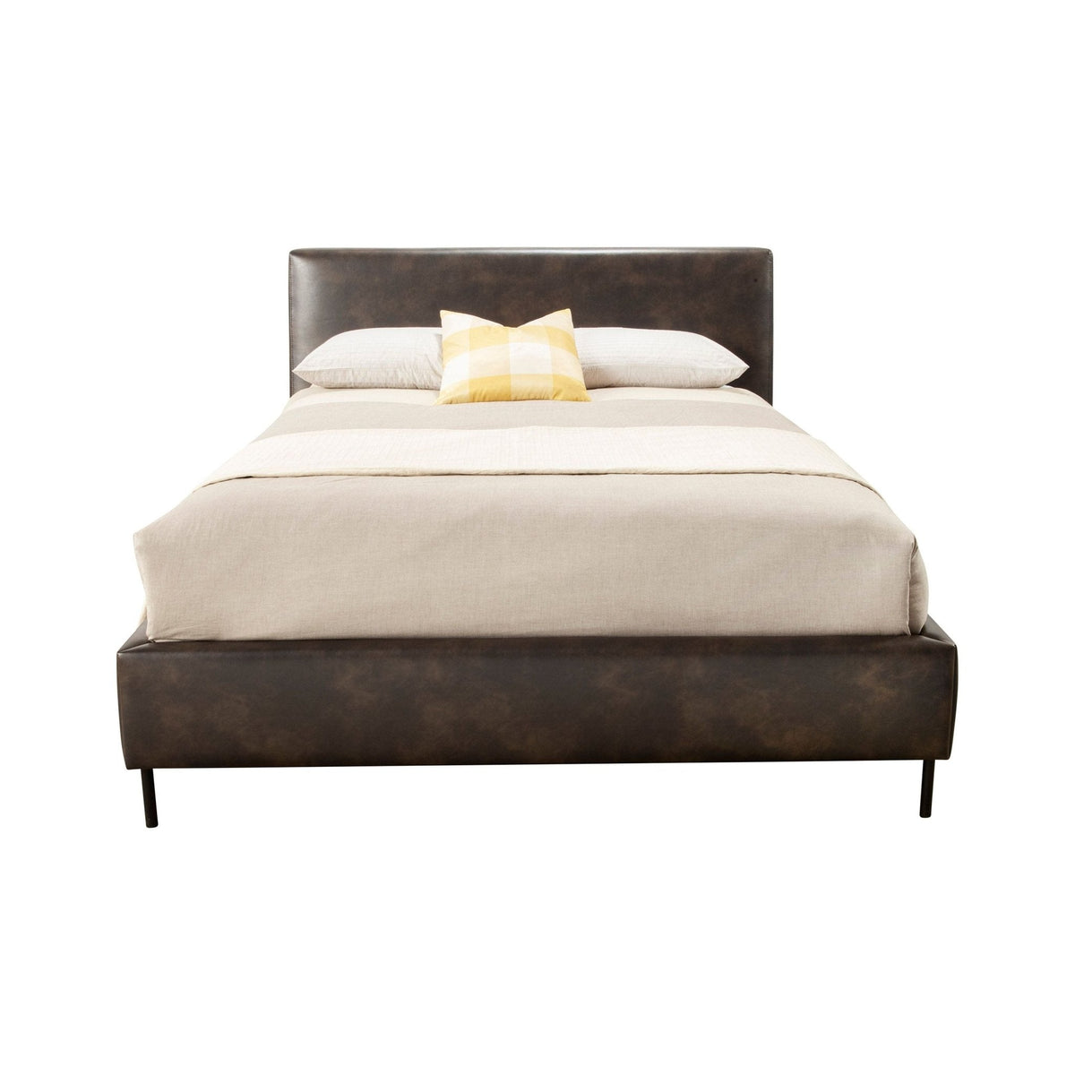 Sophia California King Faux Leather Platform Bed, Gray