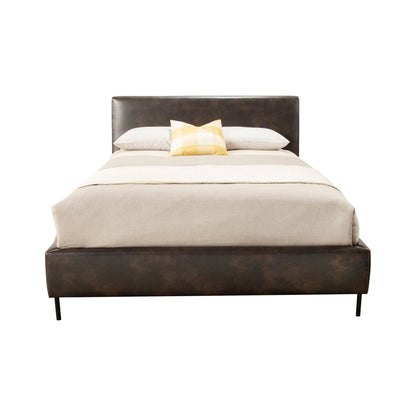 Sophia Full Faux Leather Platform Bed, Gray