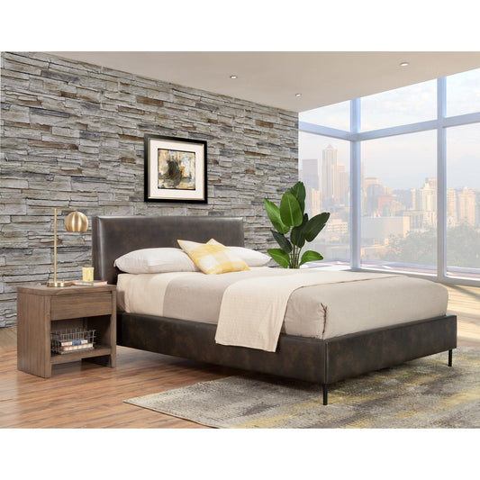 Sophia California King Faux Leather Platform Bed, Gray