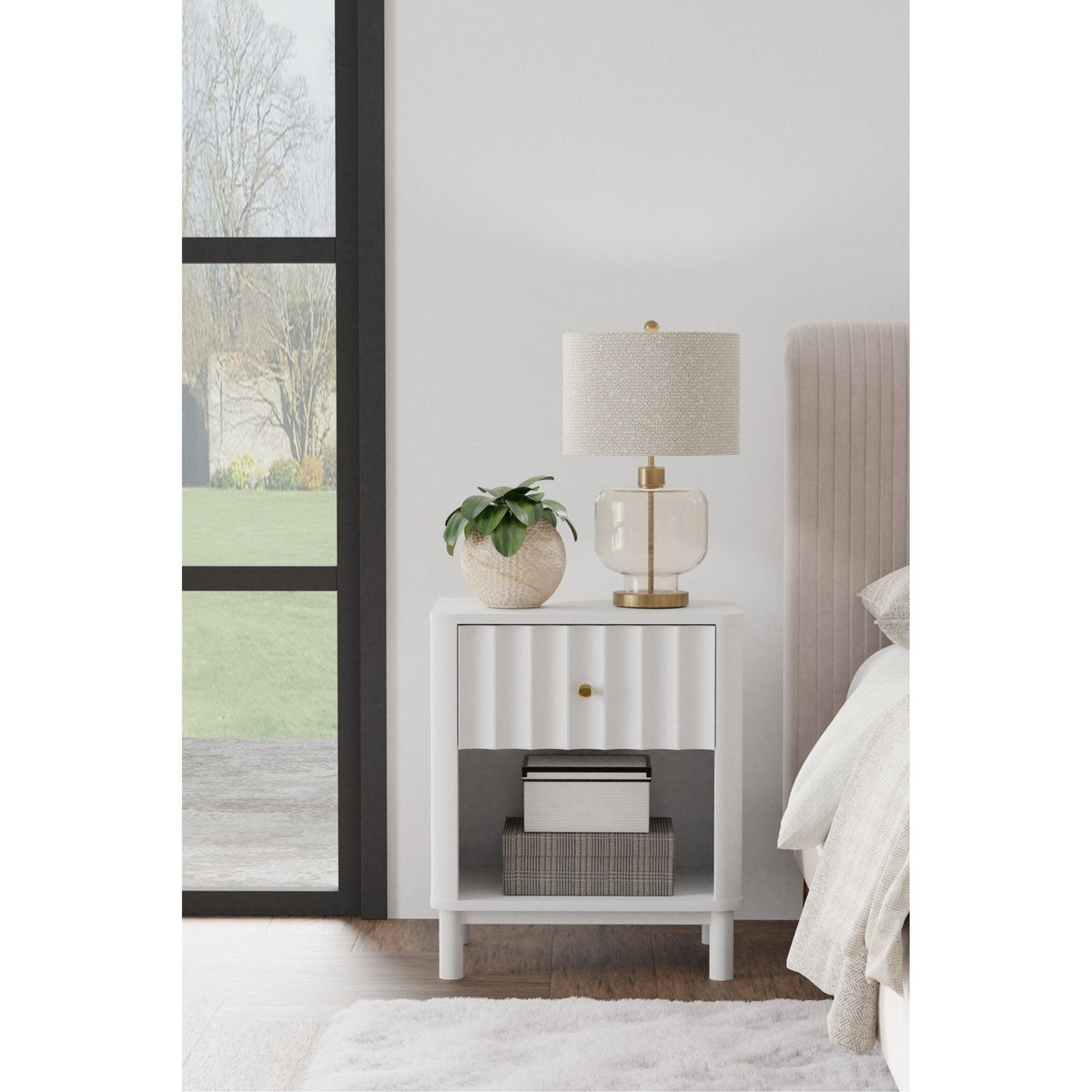 Stapleton 1 Drawer Nightstand, White