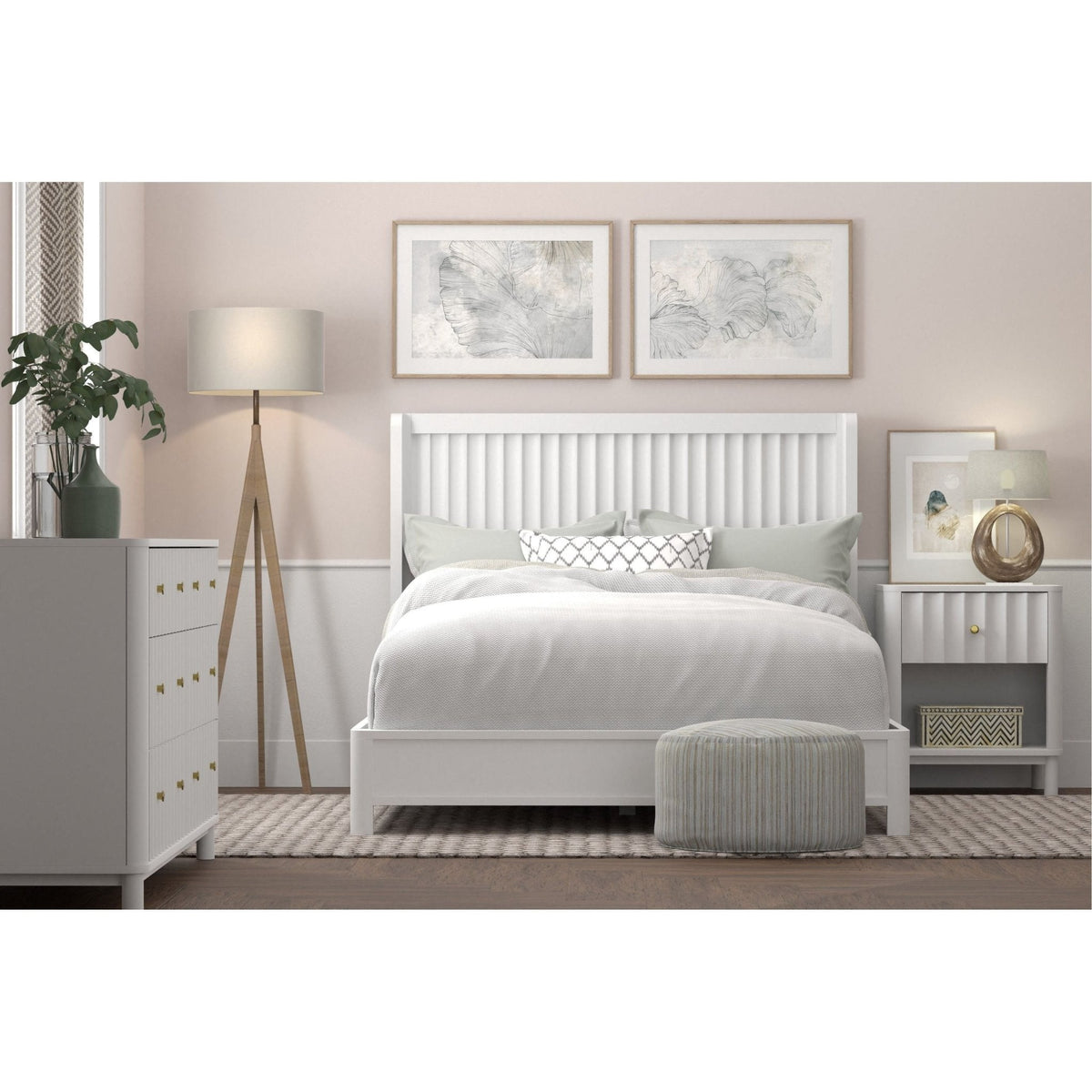 Stapleton Standard King Panel Bed, White
