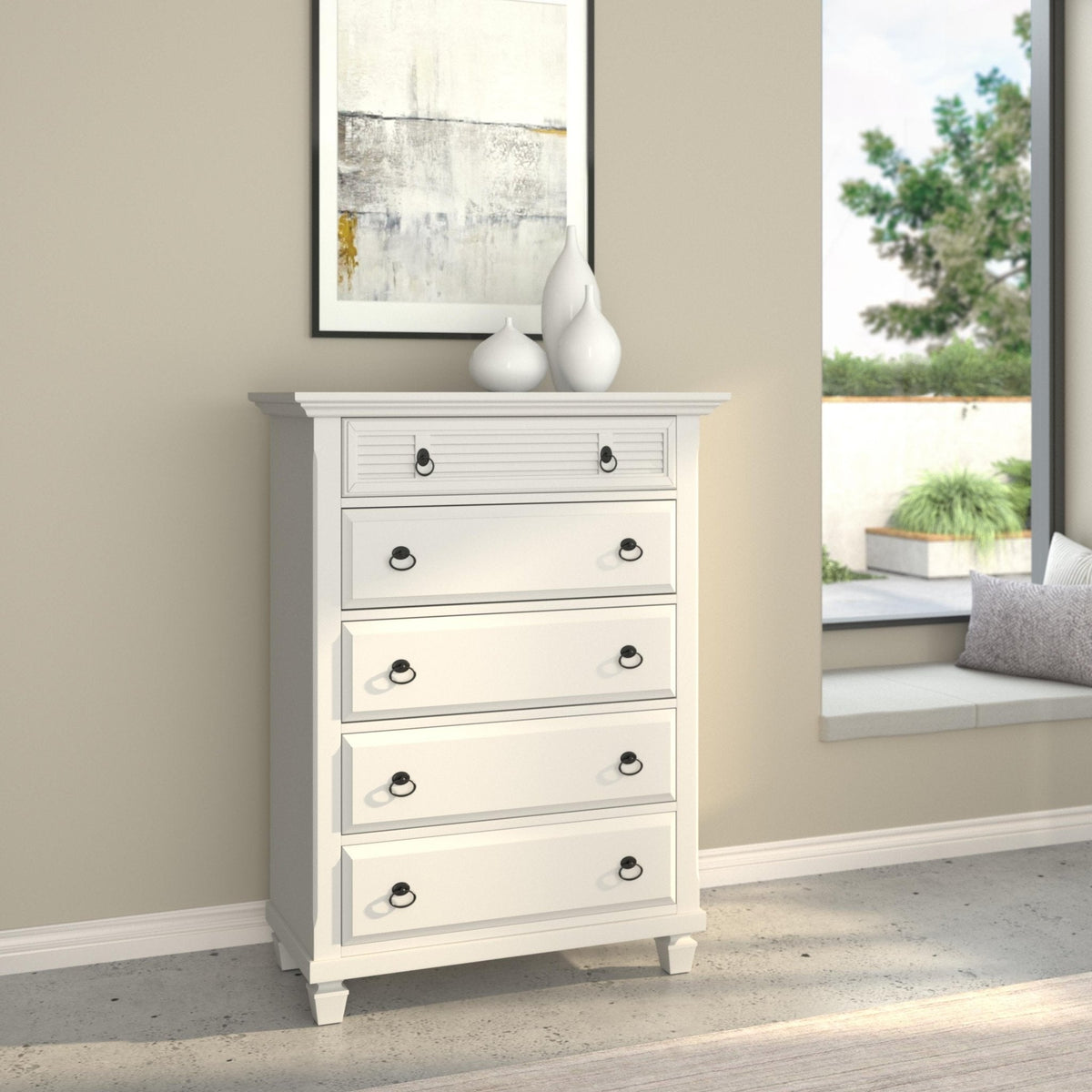 Winchester 5 Drawer Chest, White